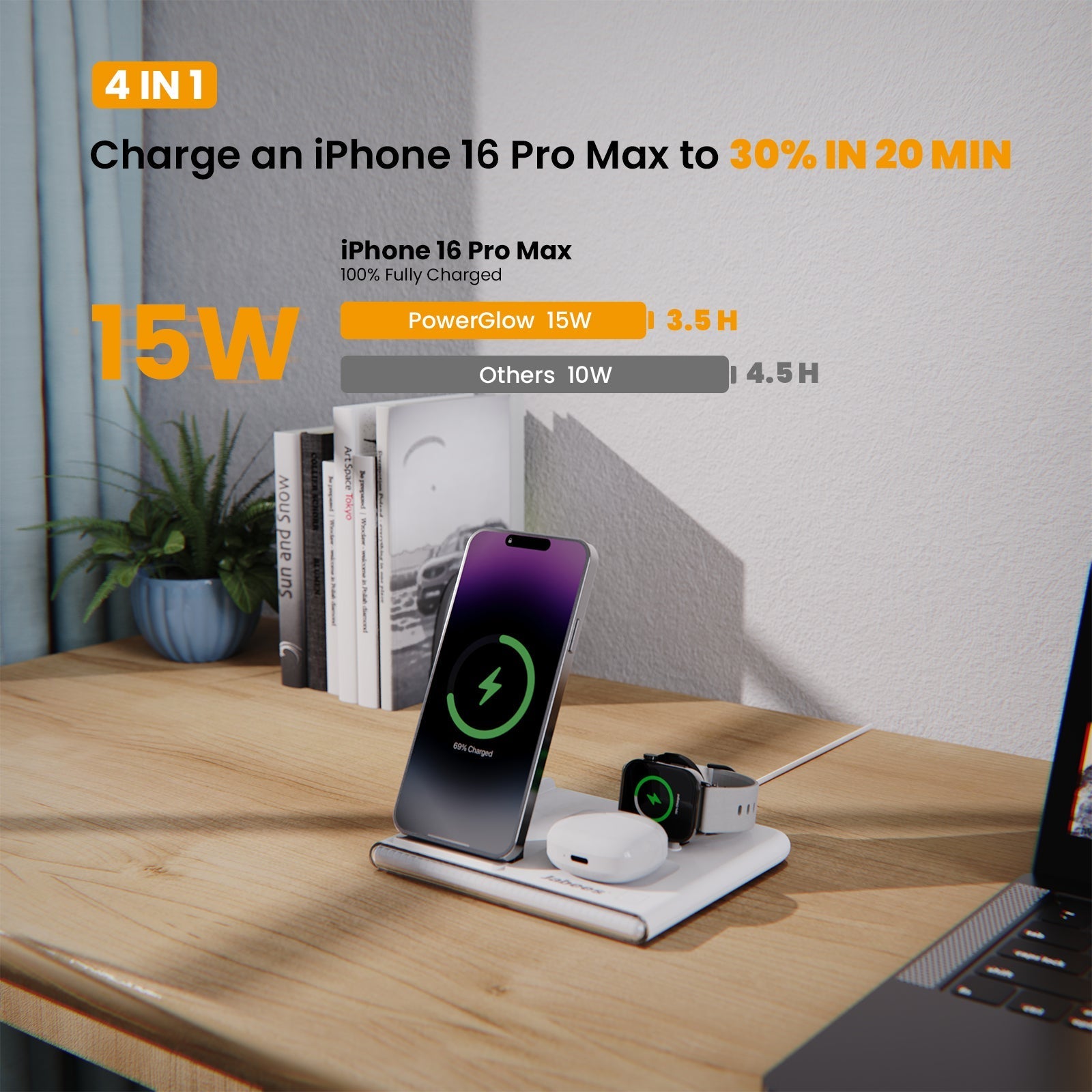 PowerNest™ 4-In-1 Foldable Wireless Charging Station With LED Night Light