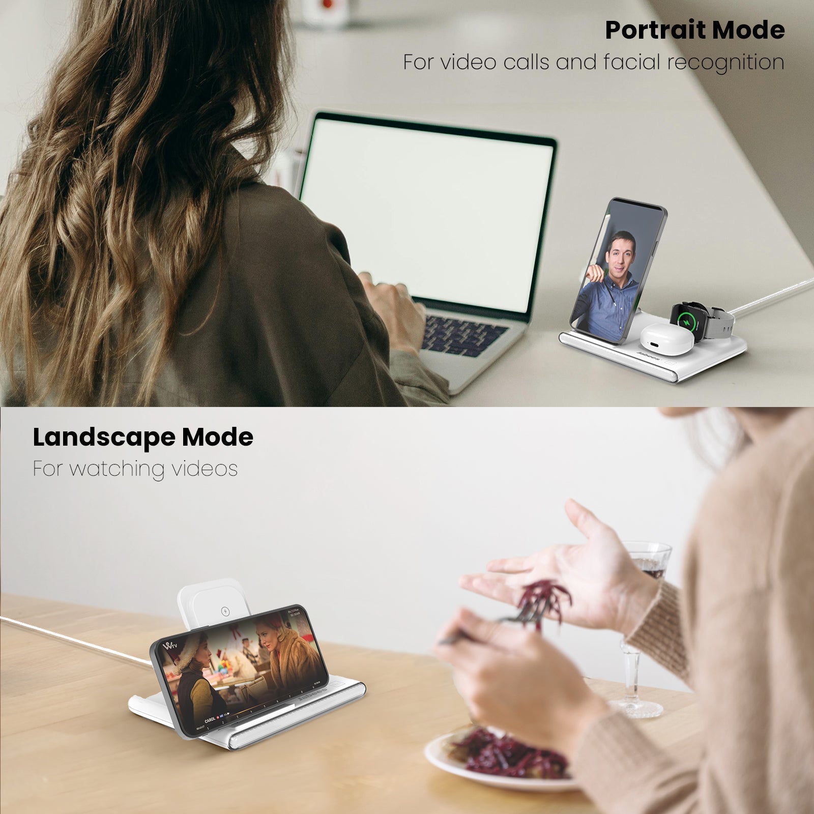 PowerNest™ 4-In-1 Foldable Wireless Charging Station With LED Night Light
