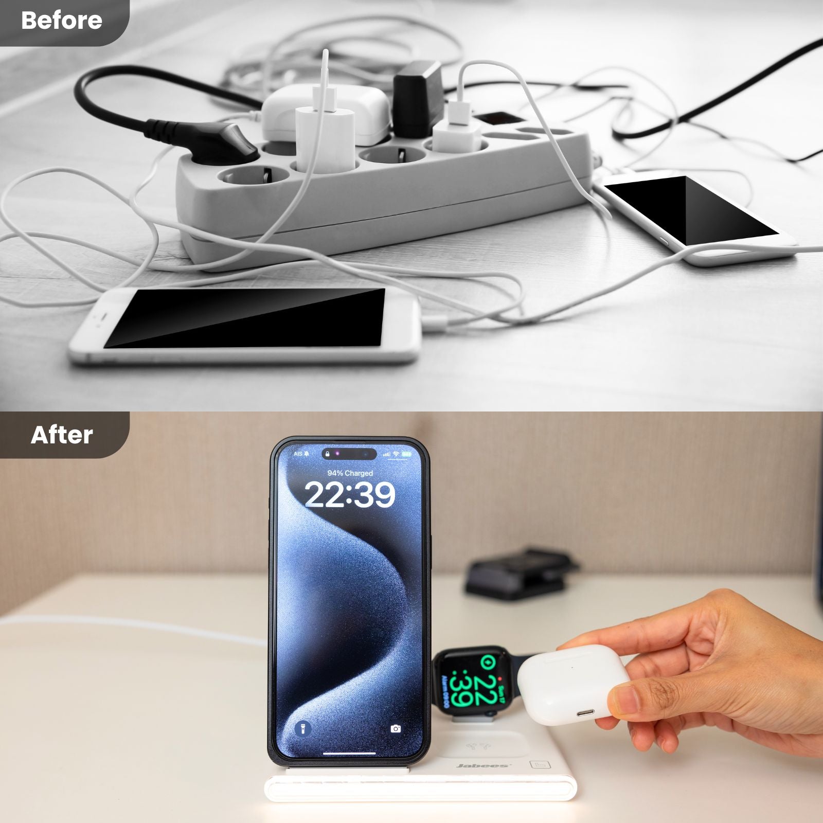 PowerNest™ 4-In-1 Foldable Wireless Charging Station With LED Night Light