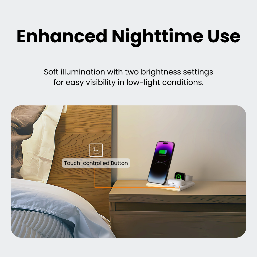PowerNest™ 4-In-1 Foldable Wireless Charging Station With LED Night Light