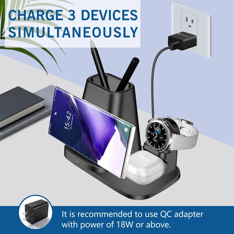 3 in 1 Desktop Wireless Charger Station
