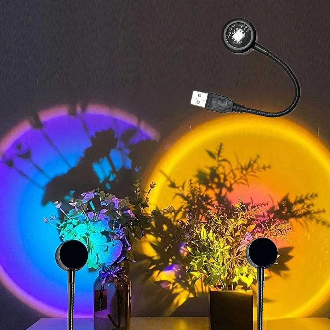 Mini USB Atmosphere Night Light Sunset Projection Lamp ABS for Bedroom Live Background Wall Decoration Lights