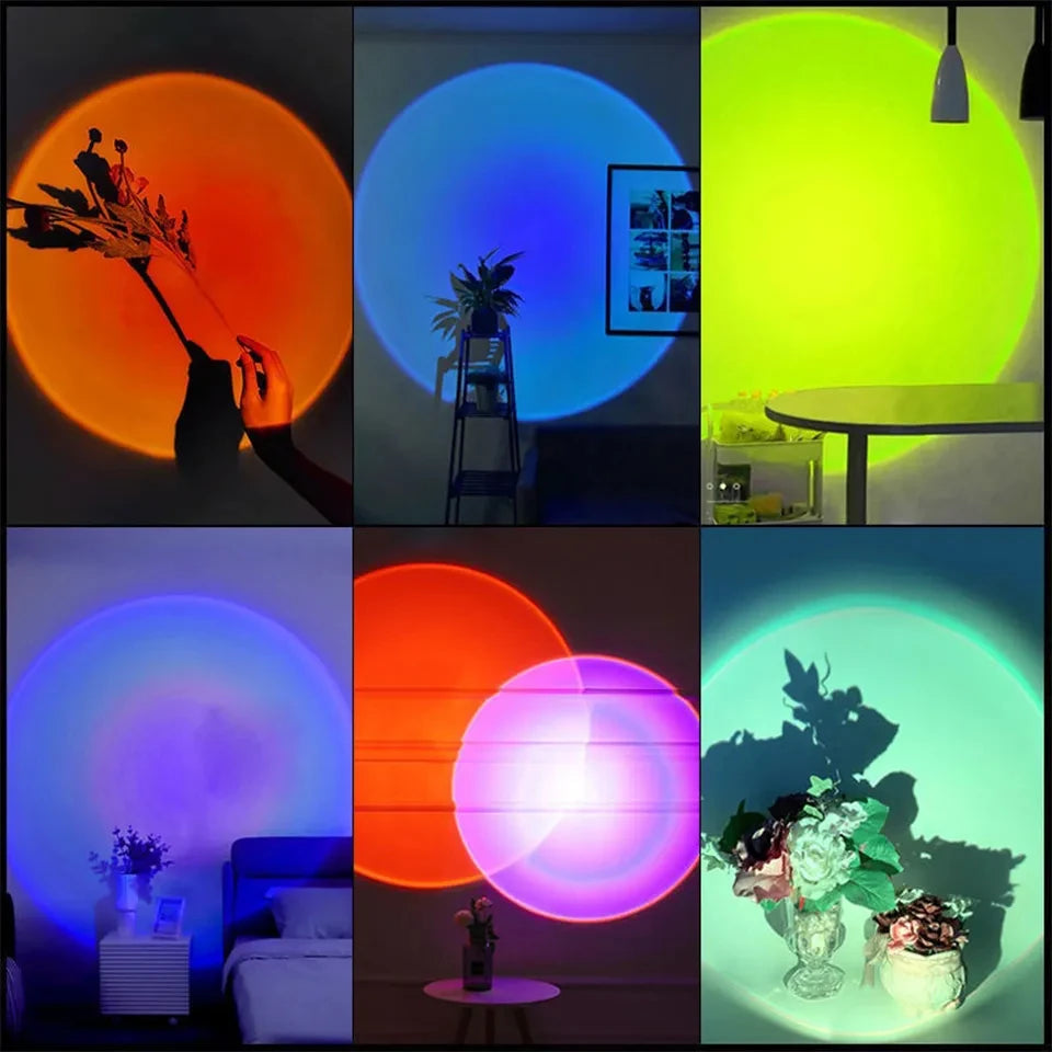 Mini USB Atmosphere Night Light Sunset Projection Lamp ABS for Bedroom Live Background Wall Decoration Lights