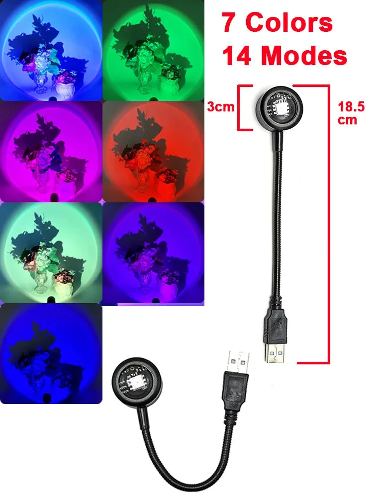 Mini USB Atmosphere Night Light Sunset Projection Lamp ABS for Bedroom Live Background Wall Decoration Lights