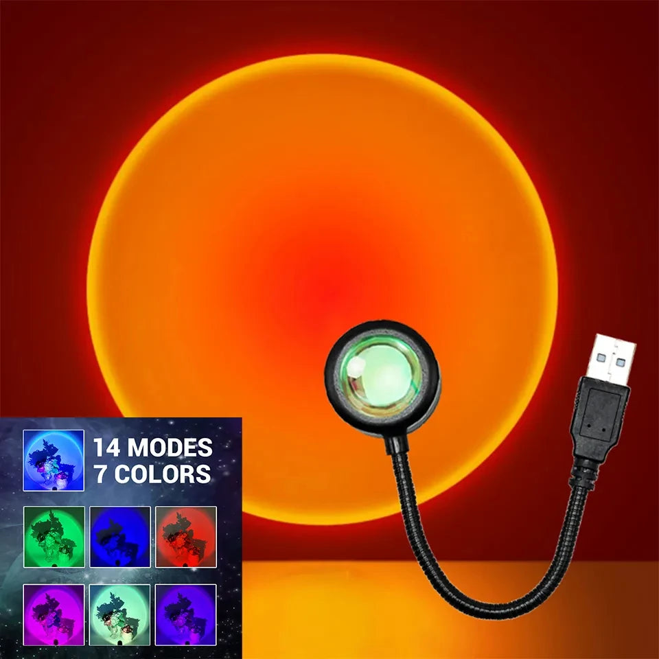 Mini USB Atmosphere Night Light Sunset Projection Lamp ABS for Bedroom Live Background Wall Decoration Lights