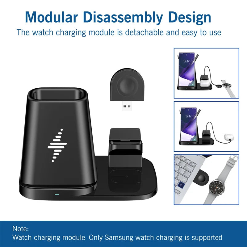 3 in 1 Desktop Wireless Charger Station