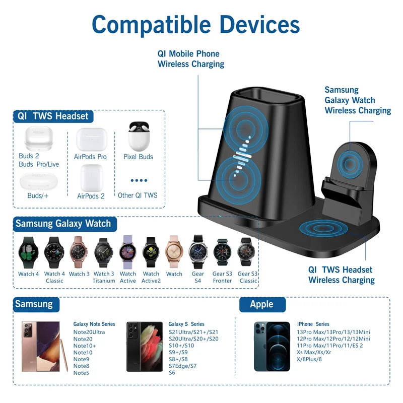 3 in 1 Desktop Wireless Charger Station