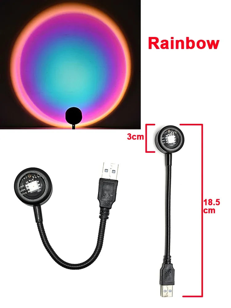 Mini USB Atmosphere Night Light Sunset Projection Lamp ABS for Bedroom Live Background Wall Decoration Lights