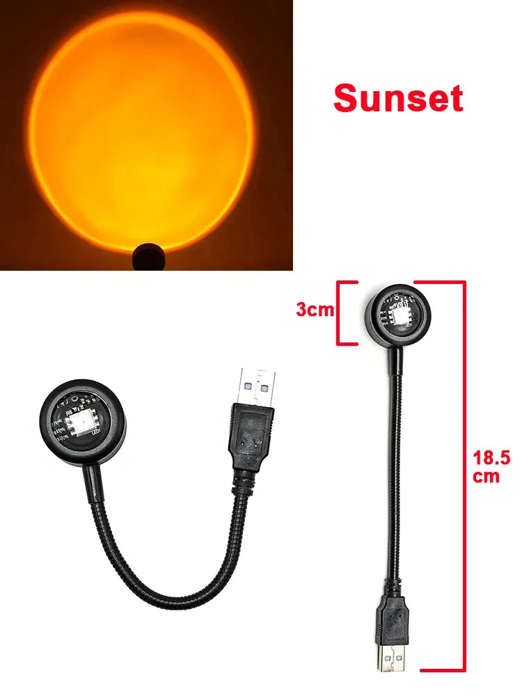 Mini USB Atmosphere Night Light Sunset Projection Lamp ABS for Bedroom Live Background Wall Decoration Lights