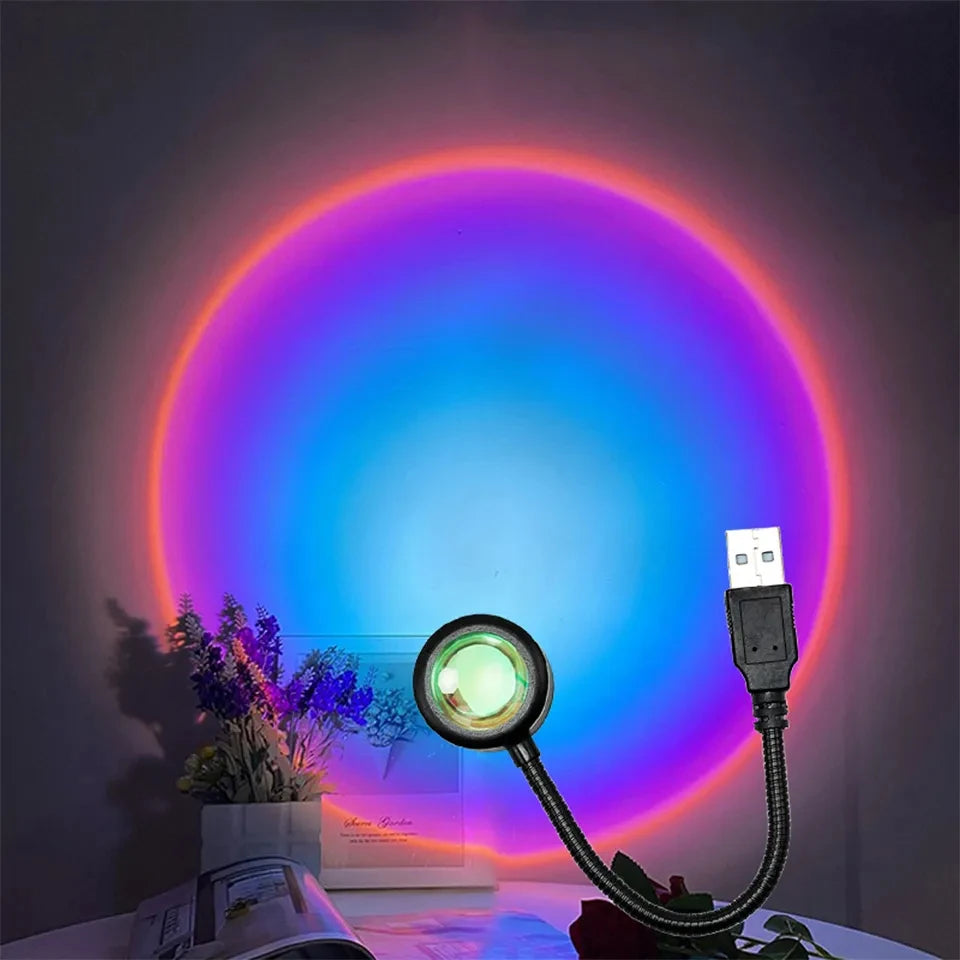 Mini USB Atmosphere Night Light Sunset Projection Lamp ABS for Bedroom Live Background Wall Decoration Lights