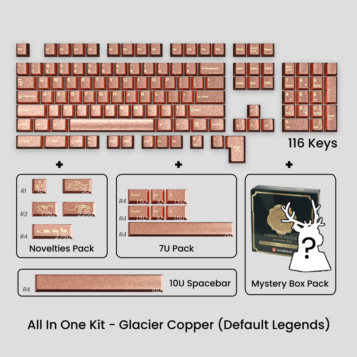 Awekeys Wild Ice Full Metal Keycaps Set - Group-Buy
